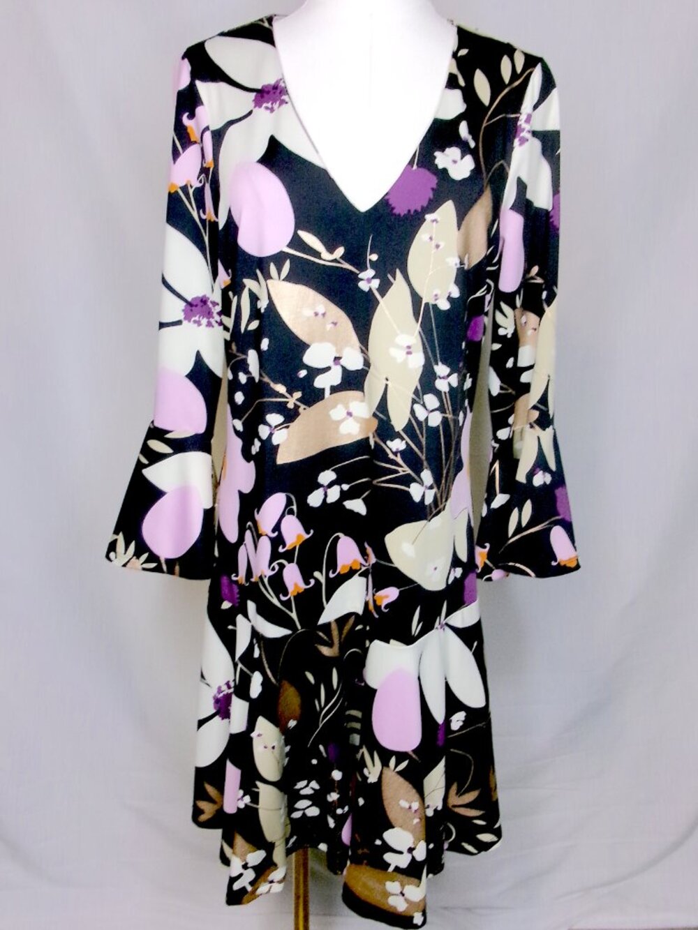 Julie Brown NYC Floral Bell Sleeve Dress Artsy Boutique Size M